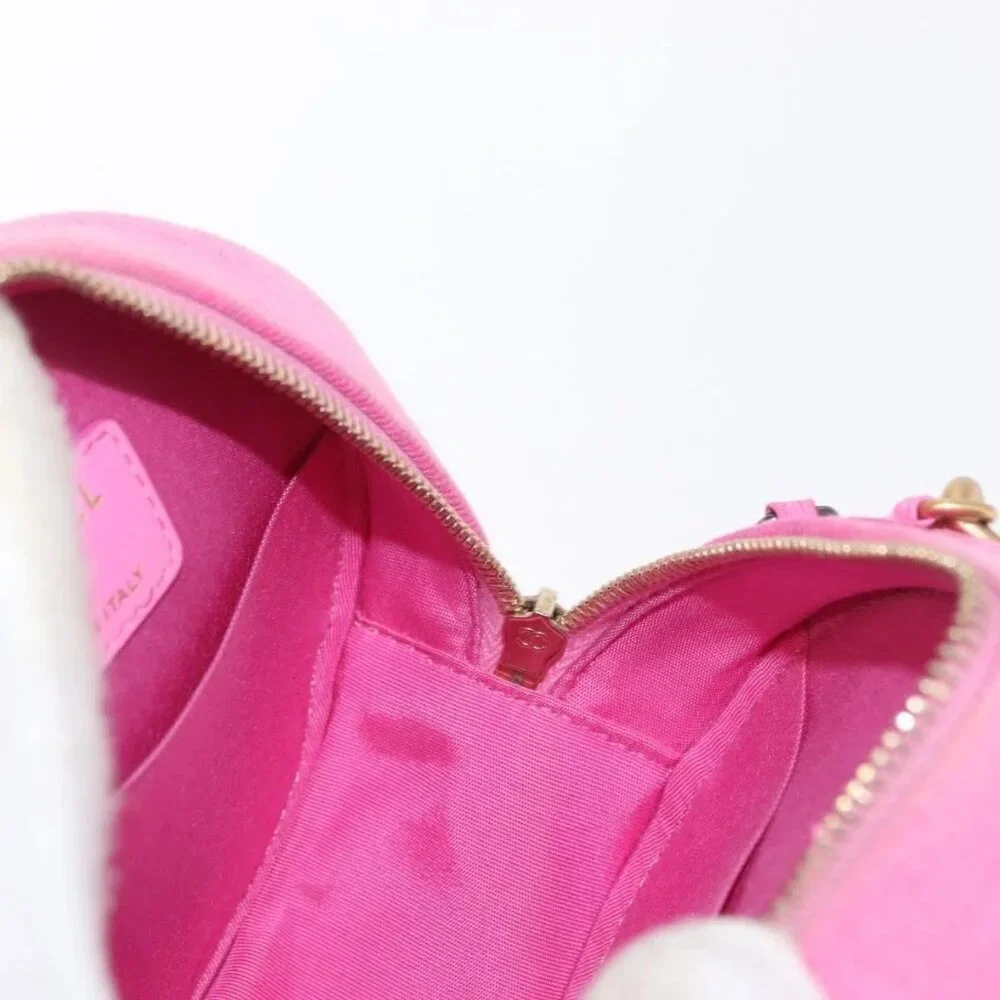 CHANEL Matelasse Chain Shoulder Bag Canvas Pink Gold CC Auth bs32090 - Picture 12 of 16